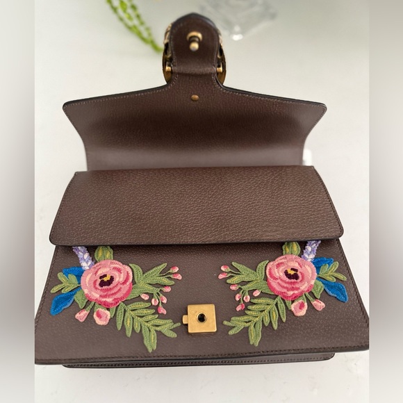 GUCCI Calfskin Web Owl Embroidered Medium Dionysus Shoulder Bag New Acero ~ NWT - Picture 6 of 16